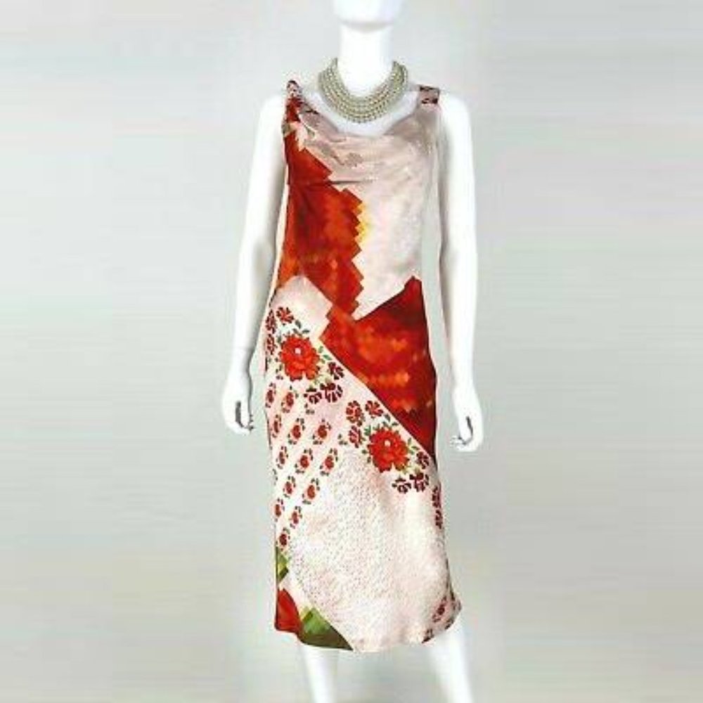Voyage | Rare '90s Couture Vintage Silk-Blend Draped Neck Sheath Dress